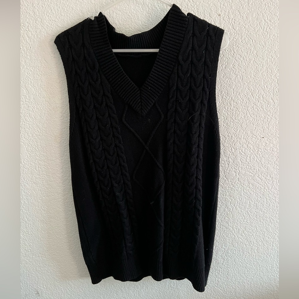 Black oversized sweater vest, super soft and comfy, oversized fit
